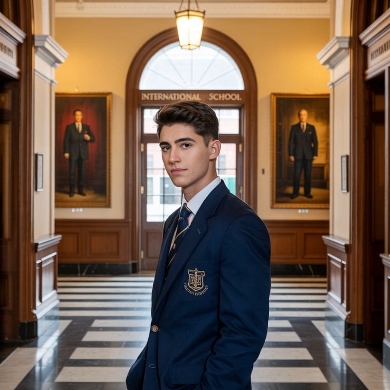 Estudiante en colegio privado de élite en el Barrio de Salamanca o La Moraleja, Madrid 2025